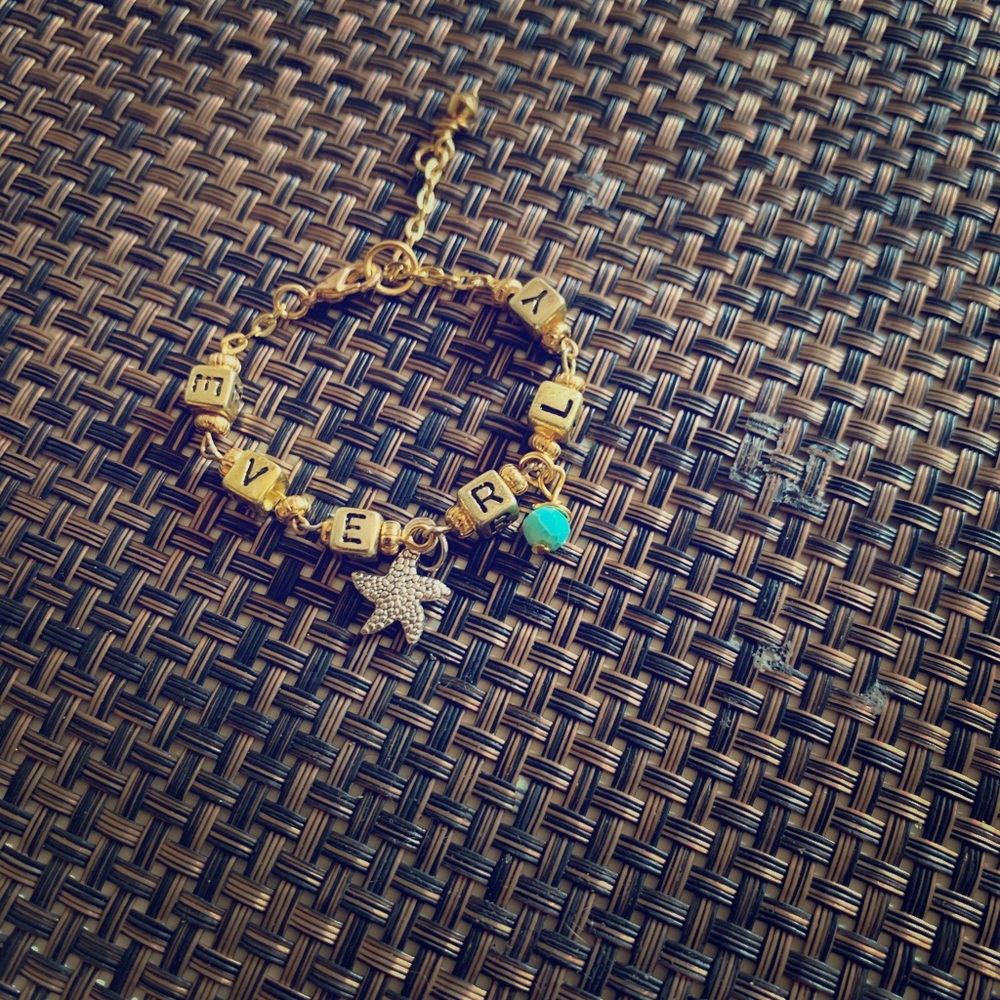 Anklets and bracelet with gold lettering ❤️